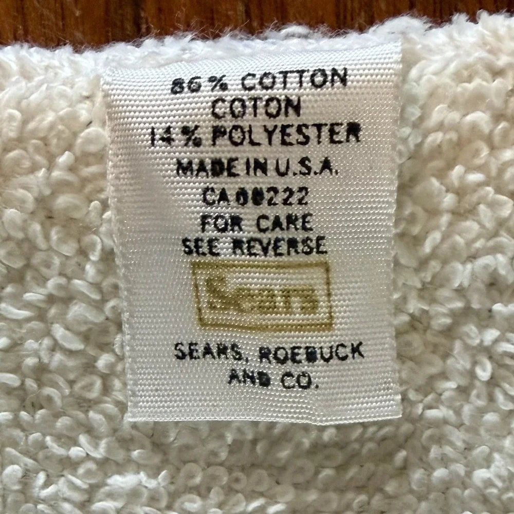 New 2pc VTG 60s MCM Sears Floral Cotton Washcloth USA Flowers Royal Blue Lt Tag!